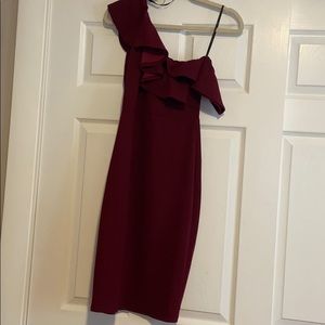 Lulus one shoulder Maroon midi dress